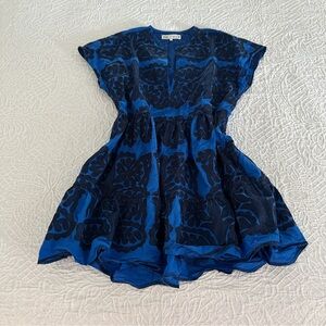 Zara Women's Blue and Black Patterned Dress